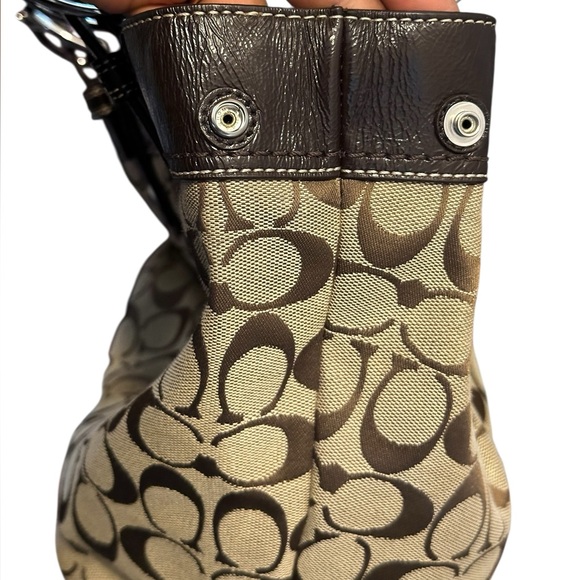 Coach Tan and Brown Signature  Canvas Shoulder Bag - Picture 10 of 17